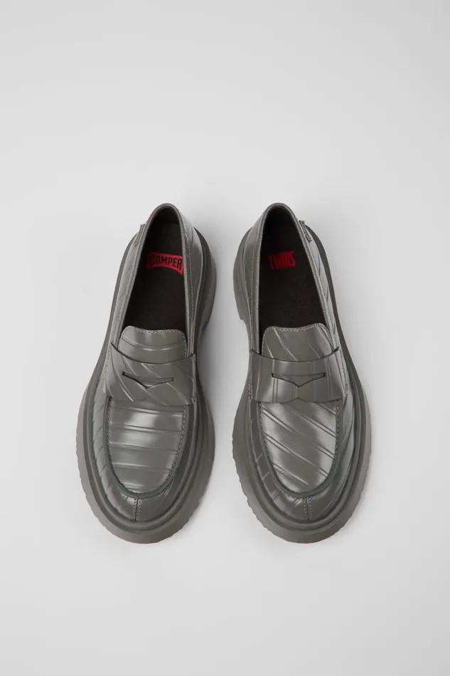 Formal Shoes Women Camper Twins Gray Leather Loafers Formal Shoes Women Camper Twins Gray Leather Loafers