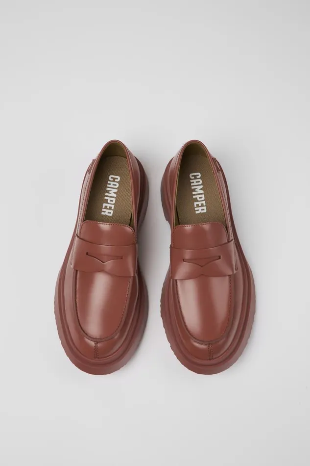 Formal Shoes Women Camper Walden Red Leather Loafer