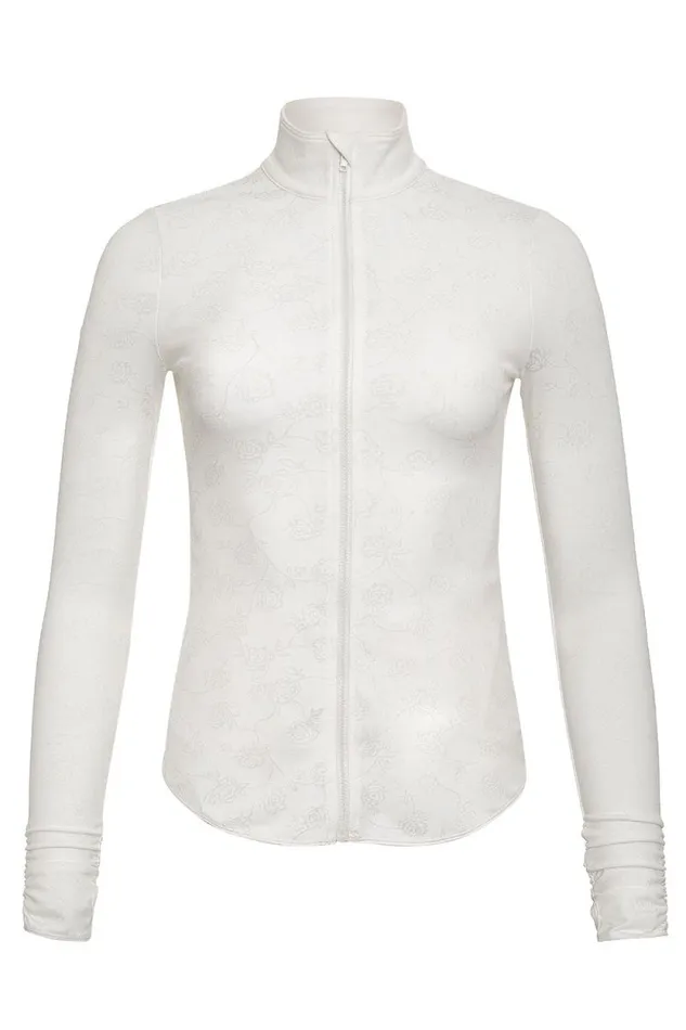 Frankies Bikinis Active Women Renee Zip Up Jacket Moon Flower