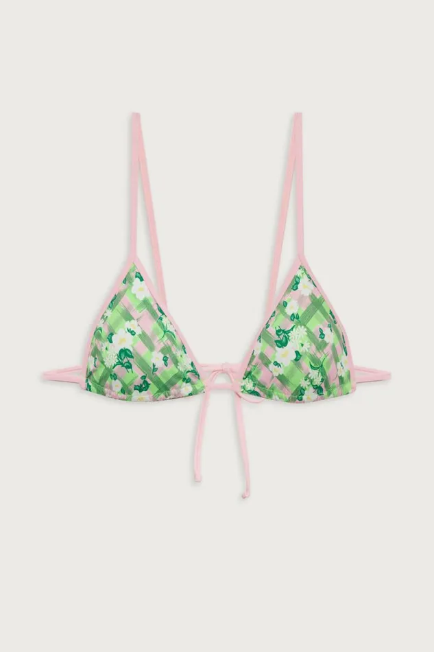 Frankies Bikinis Bikinis Women Lumia Plaid Triangle Bikini Top Baby Daisy