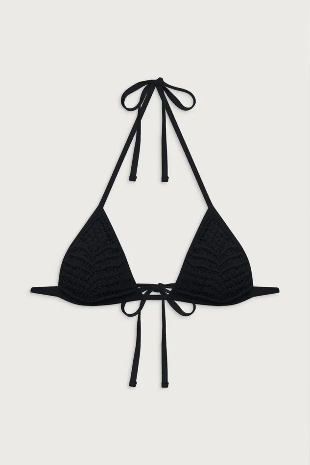 Frankies Bikinis Bikinis Women Naia Triangle Halter Bikini Top Black