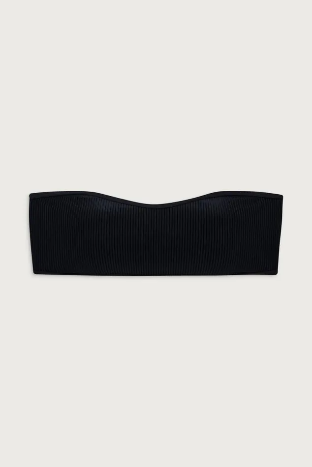 Frankies Bikinis Bikinis Women Rosabella Ribbed Bandeau Bikini Top Black