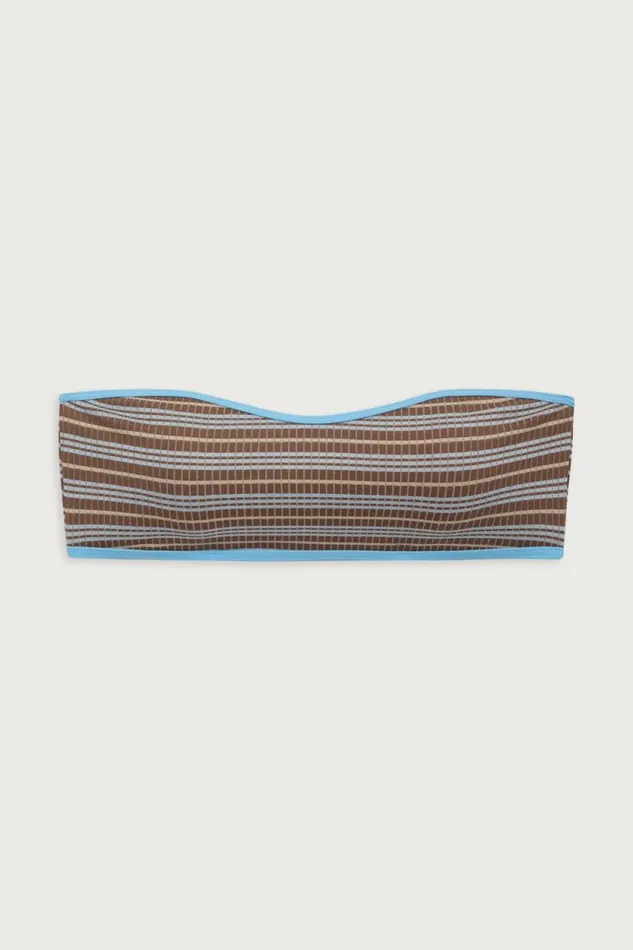 Frankies Bikinis Bikinis Women Rosabella Striped Bandeau Bikini Top Ocean Stone