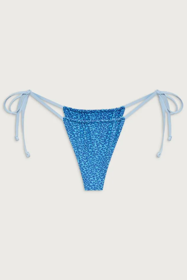 Frankies Bikinis Bikinis Women Tia Skimpy String Bikini Bottom Cobalt Cheetah