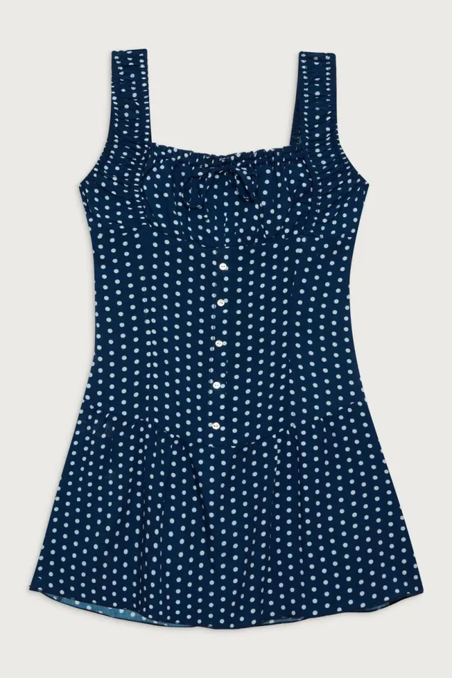 Frankies Bikinis Dresses Women Christa Ruffle Mini Dress Sailor Dot