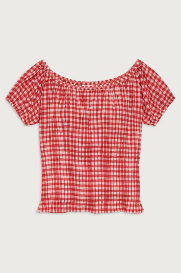 Frankies Bikinis Matching Sets Women Cider Gingham Blouse Cherry Gingham