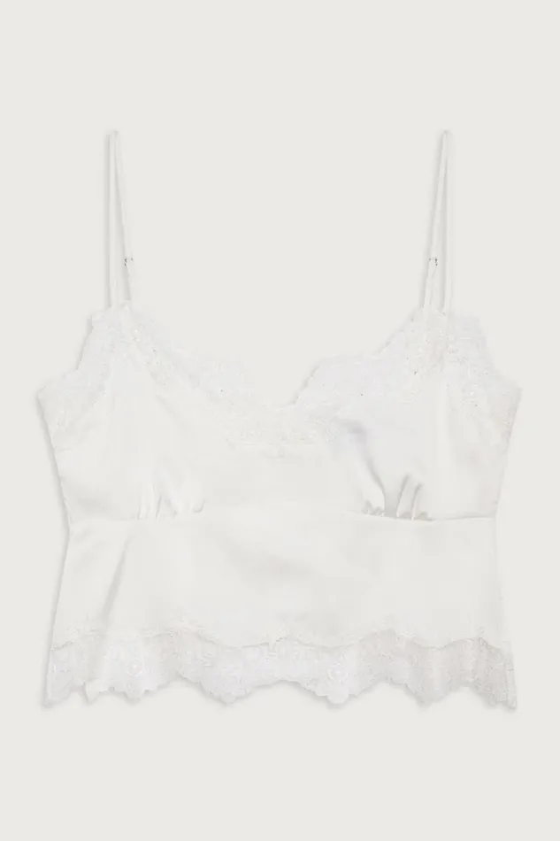 Frankies Bikinis Matching Sets Women Snuggle Satin Camisole White