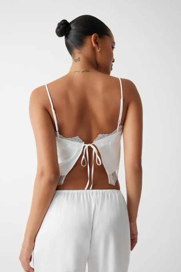 Frankies Bikinis Matching Sets Women Snuggle Satin Camisole White