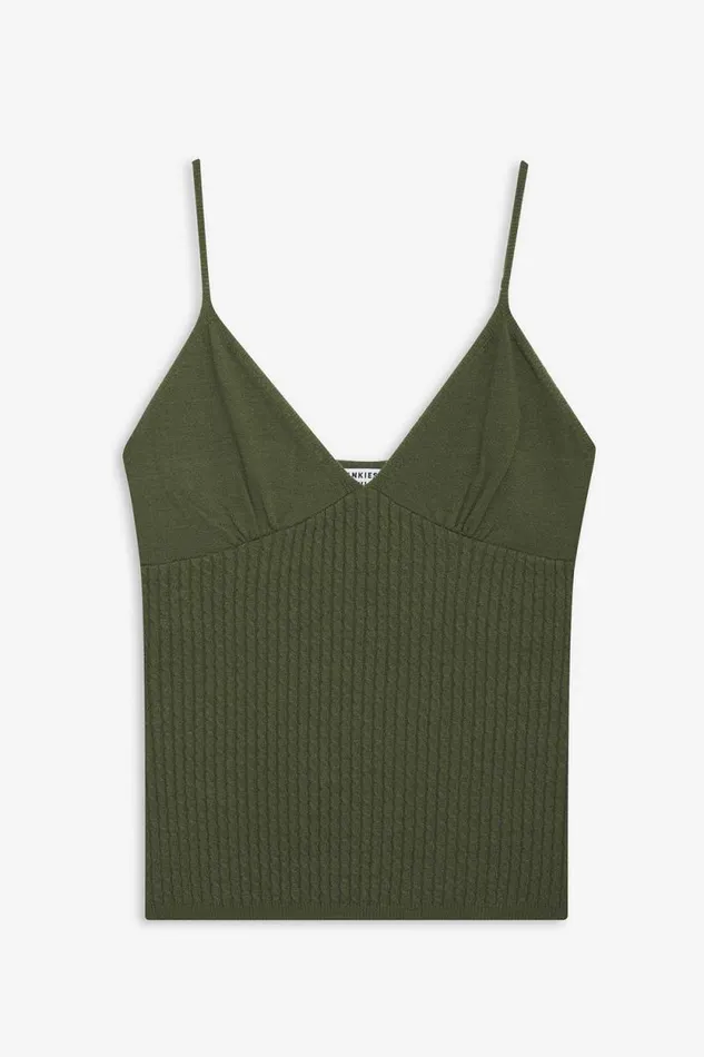 Frankies Bikinis Matching Sets Women Xavier Cable Cloud Knit Camisole Jade Green
