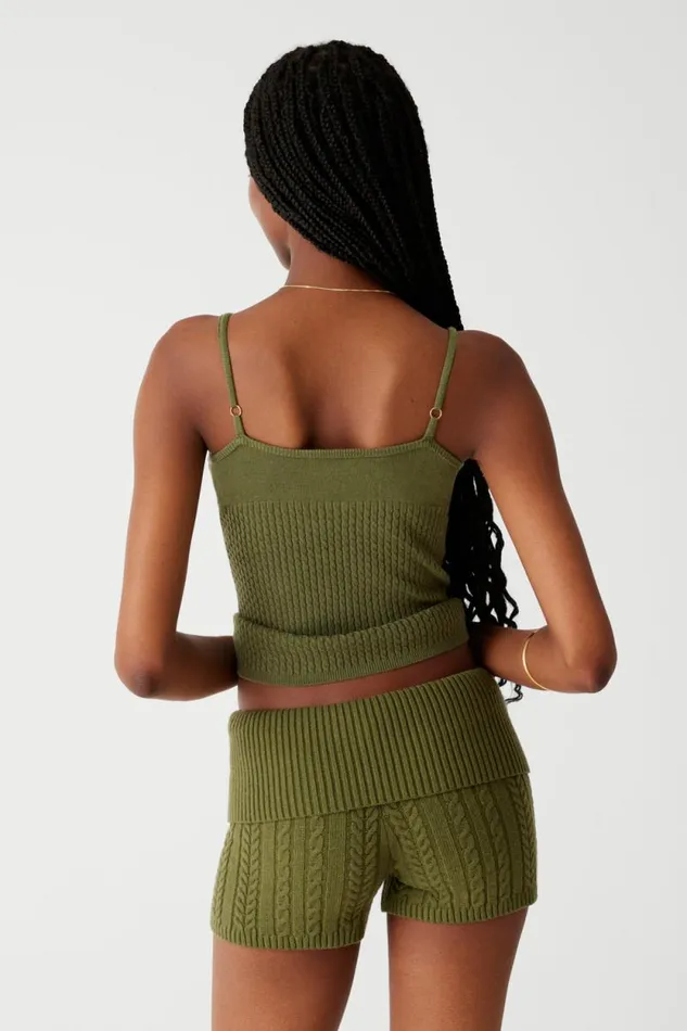 Frankies Bikinis Matching Sets Women Xavier Cable Cloud Knit Camisole Jade Green