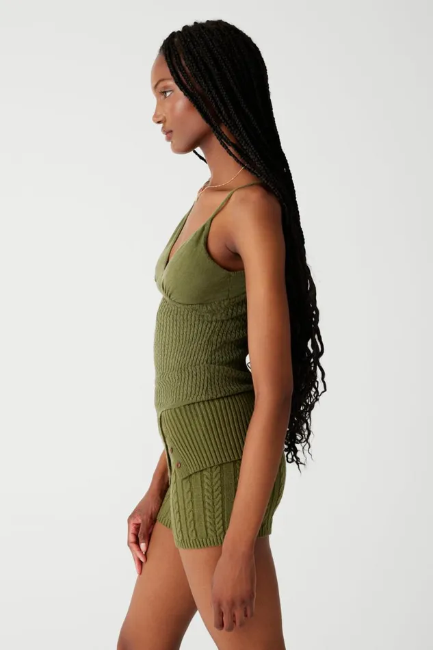 Frankies Bikinis Matching Sets Women Xavier Cable Cloud Knit Camisole Jade Green