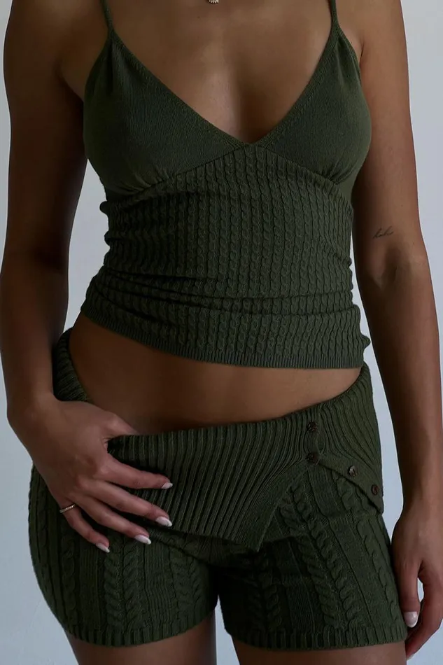 Frankies Bikinis Matching Sets Women Xavier Cable Cloud Knit Camisole Jade Green