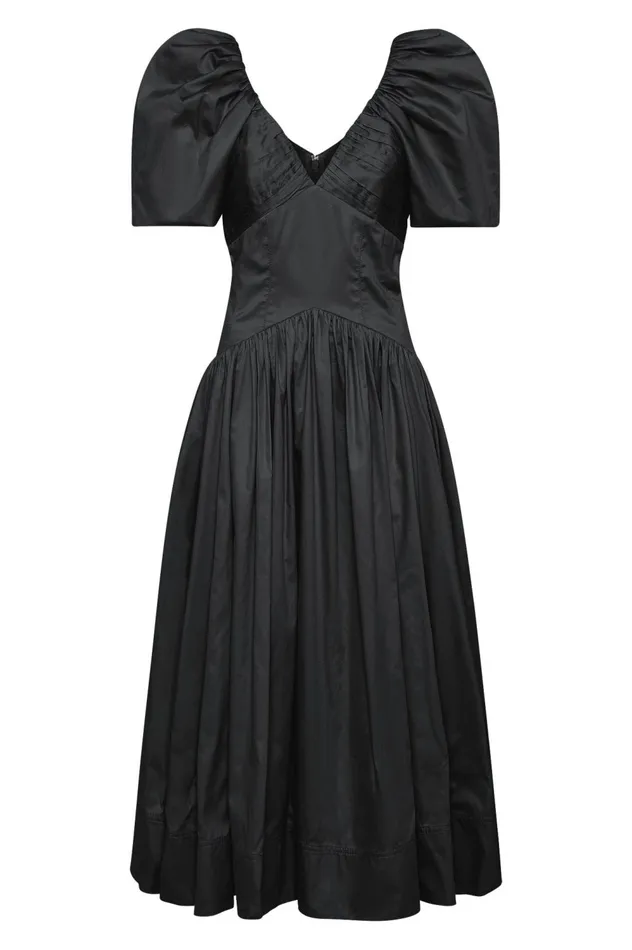 Gabrielle Plunge Midi Dress Black Women Aje Black Dresses