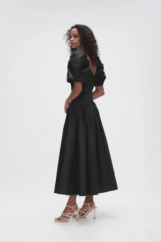 Gabrielle Plunge Midi Dress Black Women Aje Black Dresses