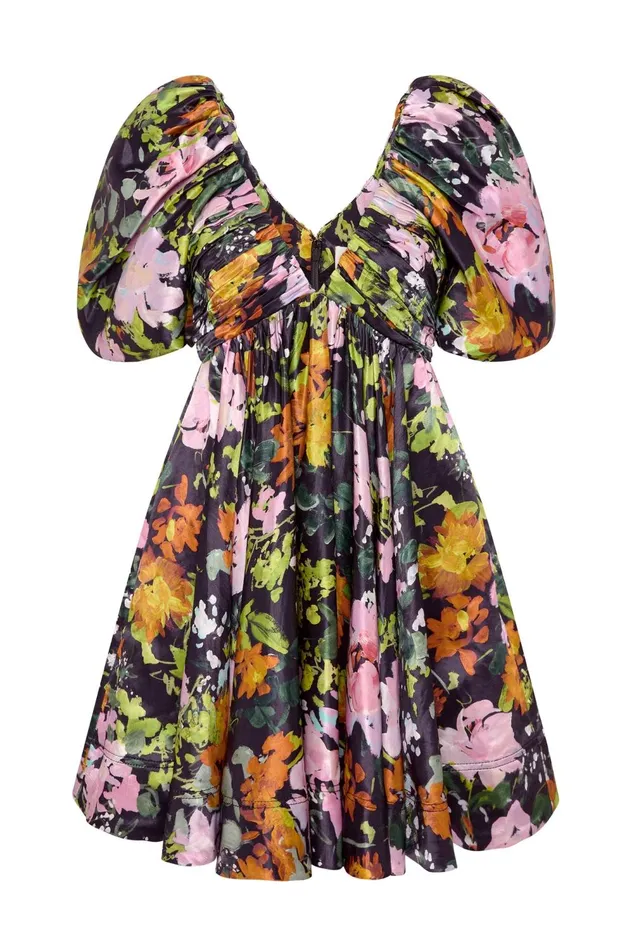 Gabrielle Plunge Mini Dress Midnight Floral Women Aje Mini Dresses