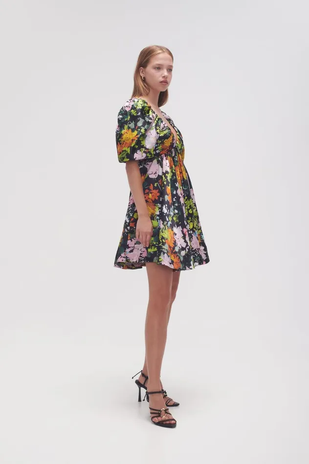 Gabrielle Plunge Mini Dress Midnight Floral Women Aje Mini Dresses