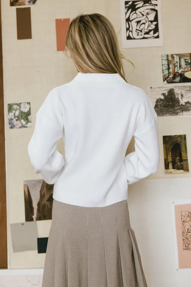 Gianna Ribbed Cardigan In Ivory Ivory Women Bohme Tops