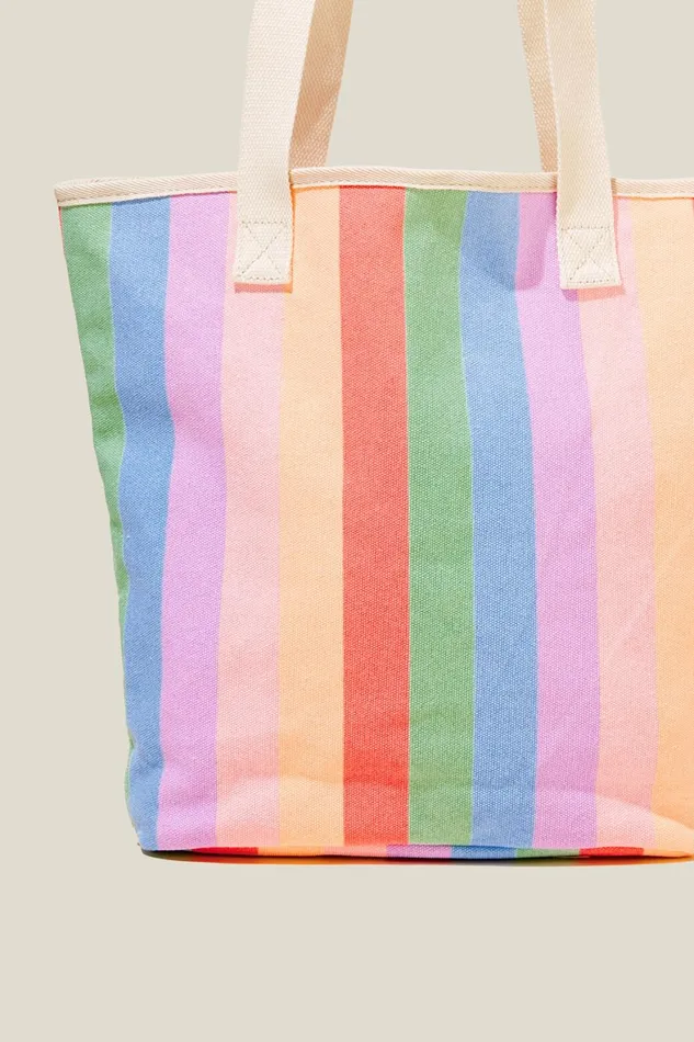 Girls 214 Bags and Backpacks Cotton On Summer Tote Bag Blush Pinklilac Drop Stripe