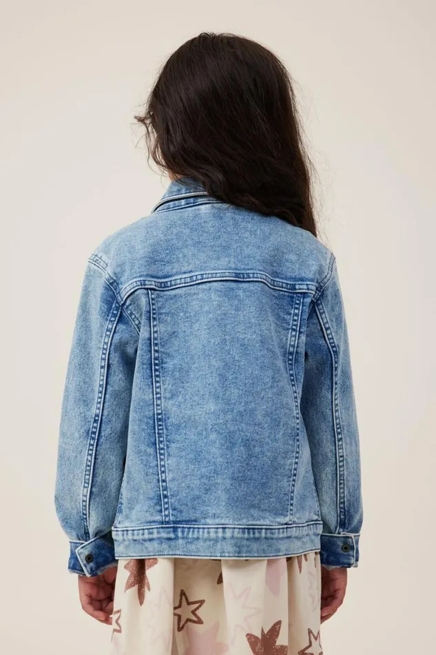 Girls 214Boys 214 Jackets and Sweaters Cotton On Oversized Denim Jacket Bondi Mid Blue
