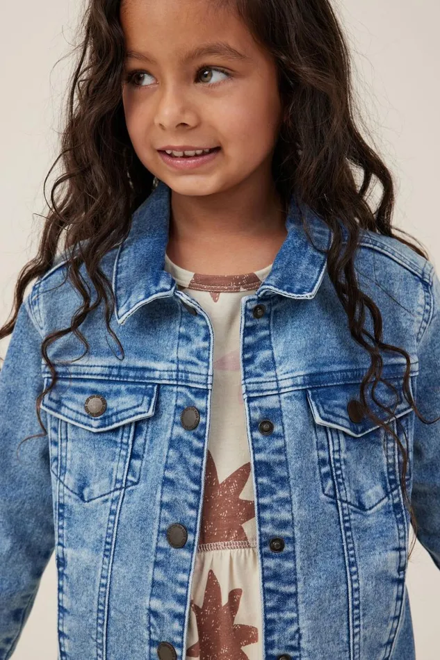 Girls 214Boys 214 Jackets and Sweaters Cotton On Oversized Denim Jacket Bondi Mid Blue