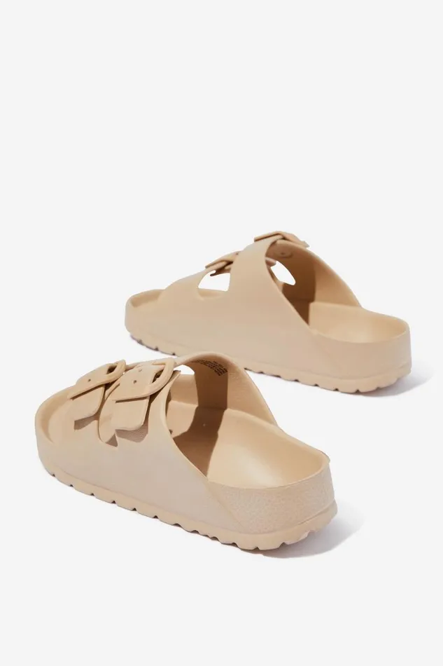 Girls 214 Flats and Sandals Cotton On Twin Strap Slide Semolina