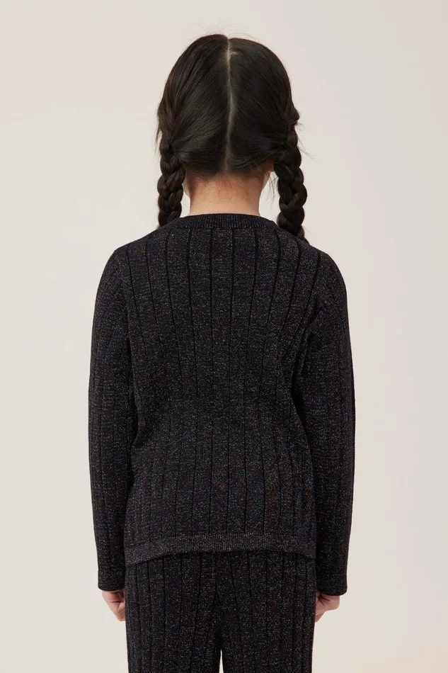 Girls 214 Jackets and Sweaters Cotton On Julia Lurex Knit Top Black Rainbow Sparkle