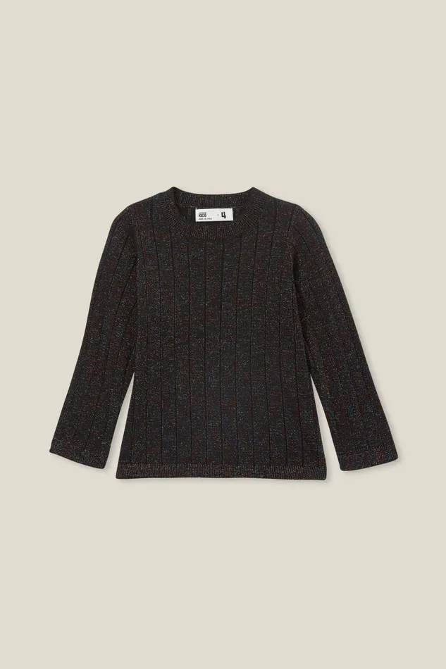 Girls 214 Jackets and Sweaters Cotton On Julia Lurex Knit Top Black Rainbow Sparkle