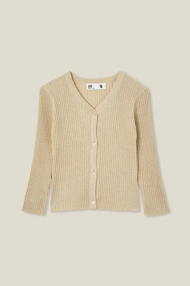 Girls 214 Jackets and Sweaters Cotton On Molly Cardigan Dark Vanilla Gold Sparkle