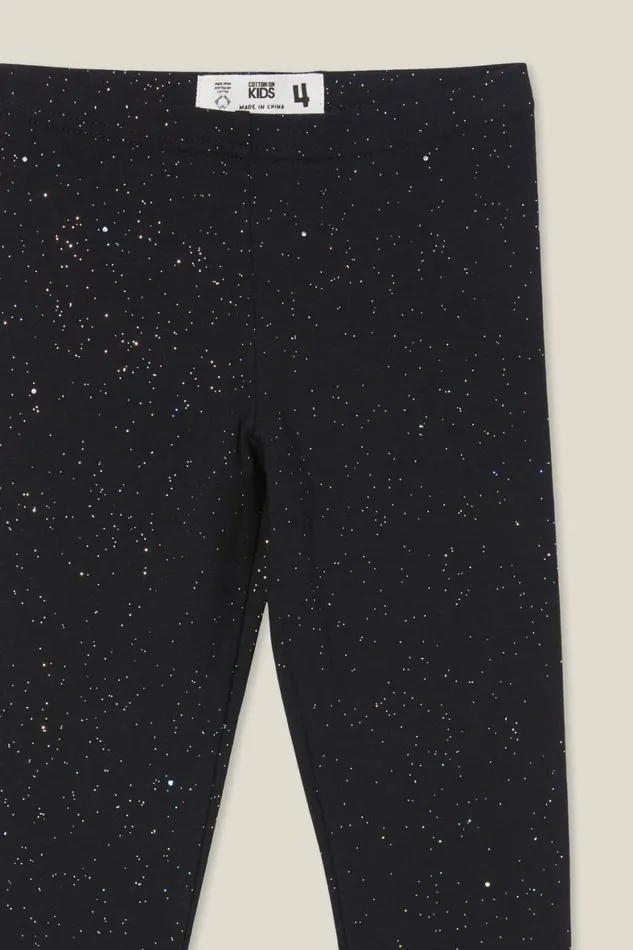 Girls 214 Leggings Pants and Jeans Cotton On Huggie Tights Black Holographic Speckle