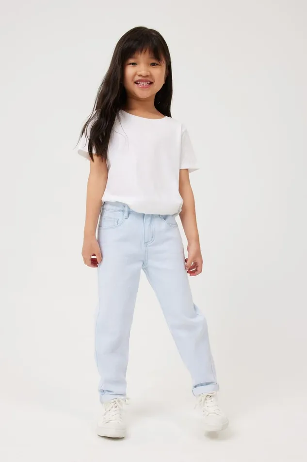 Girls 214 Leggings Pants and Jeans Cotton On India Mom Jean Bleach Blue Wash