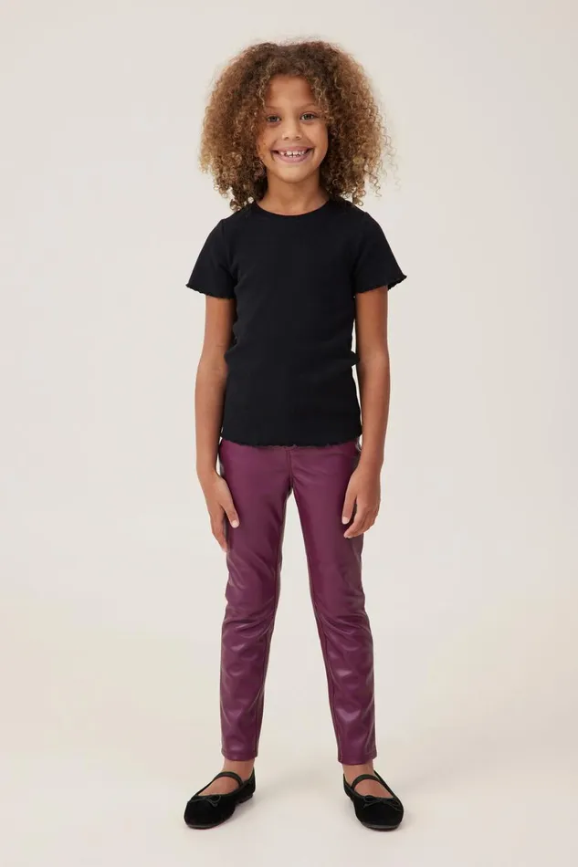 Girls 214 Leggings Pants and Jeans Cotton On Robbey Vegan Leather Pant Crushed Berry