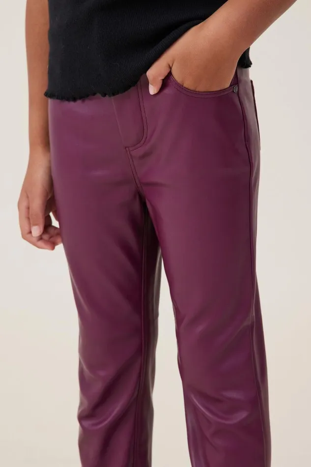 Girls 214 Leggings Pants and Jeans Cotton On Robbey Vegan Leather Pant Crushed Berry
