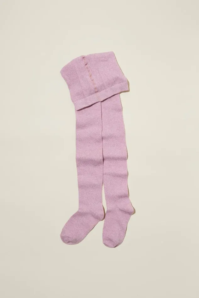 Girls 214 Socks and Tights Cotton On Solid Tights Pale Violet Shimmer