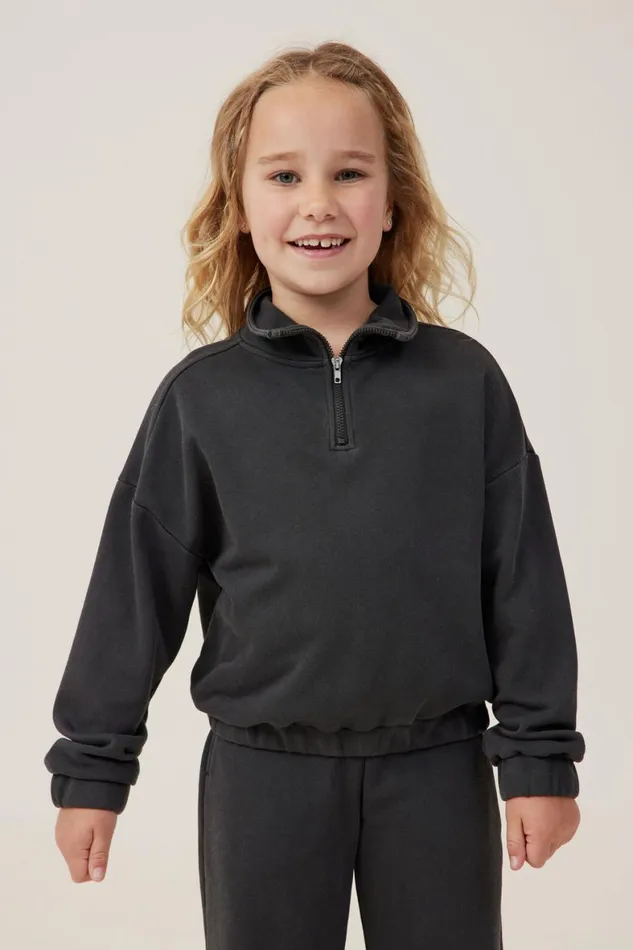 Girls 214 Sweatshirts and Sweatpants Cotton On Naomi Half Zip Pullover Phantom