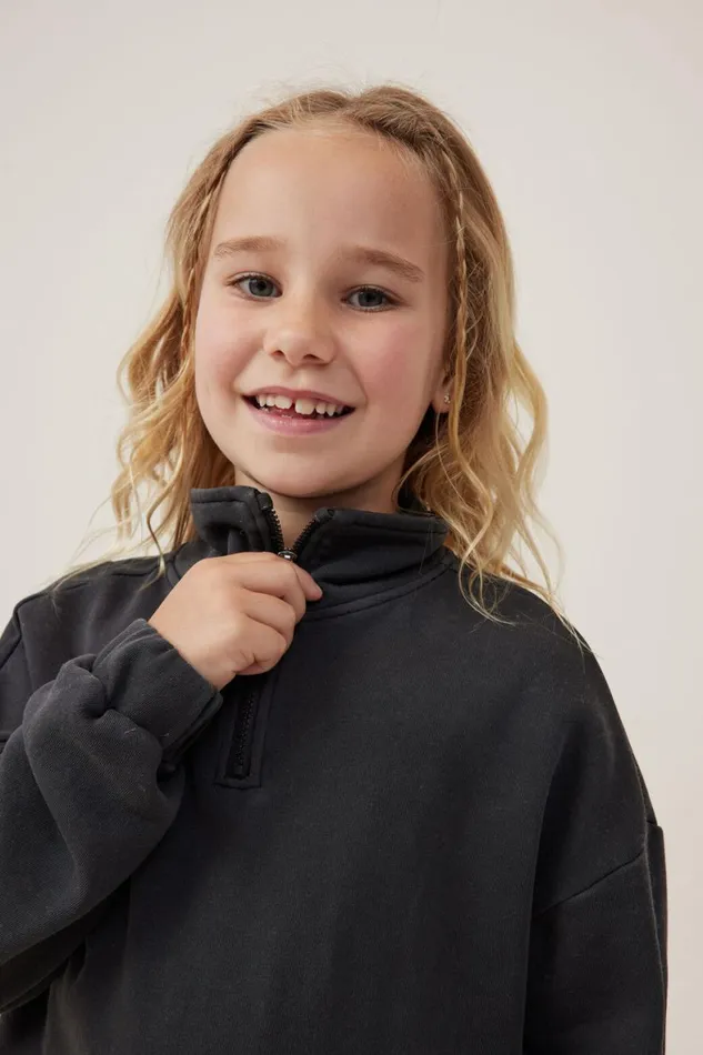 Girls 214 Sweatshirts and Sweatpants Cotton On Naomi Half Zip Pullover Phantom