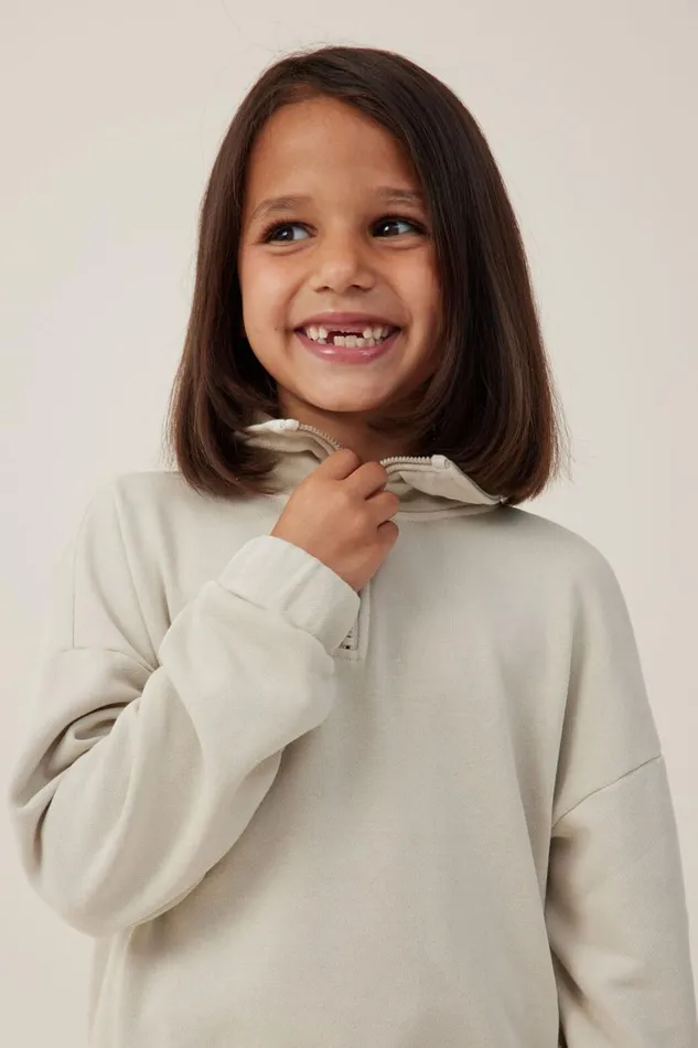 Girls 214 Sweatshirts and Sweatpants Cotton On Naomi Half Zip Pullover Rainy Day