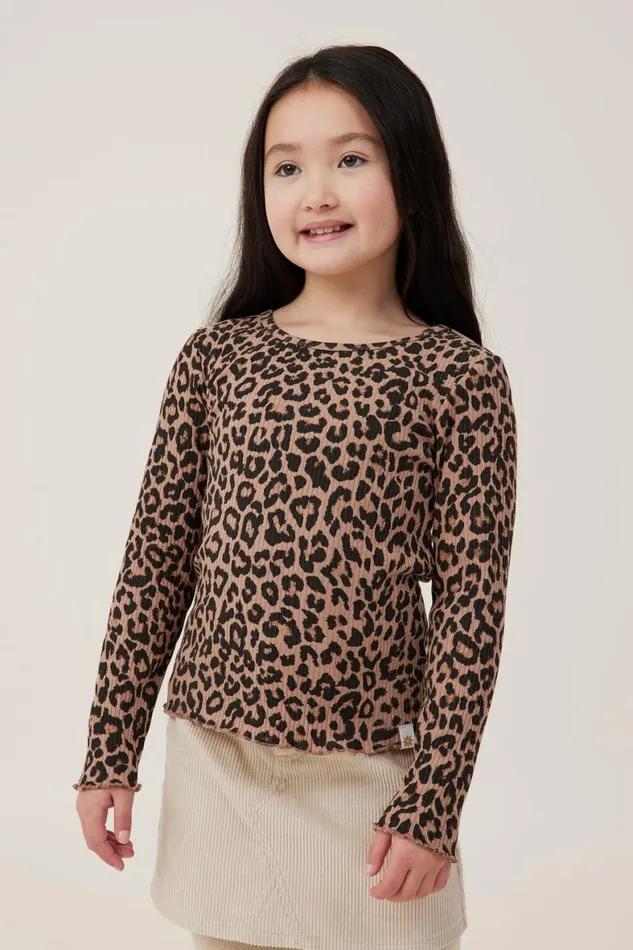 Girls 214 Tops and TShirts Cotton On Jade Crew Taupy Brownleopard