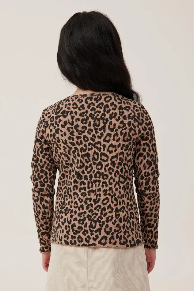 Girls 214 Tops and TShirts Cotton On Jade Crew Taupy Brownleopard