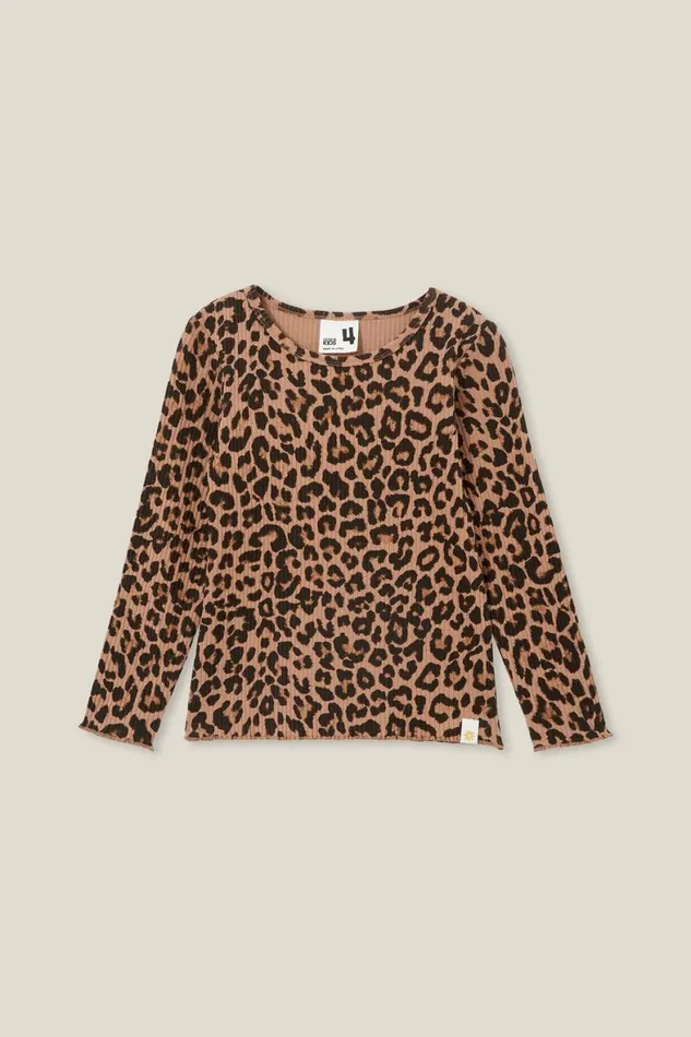Girls 214 Tops and TShirts Cotton On Jade Crew Taupy Brownleopard
