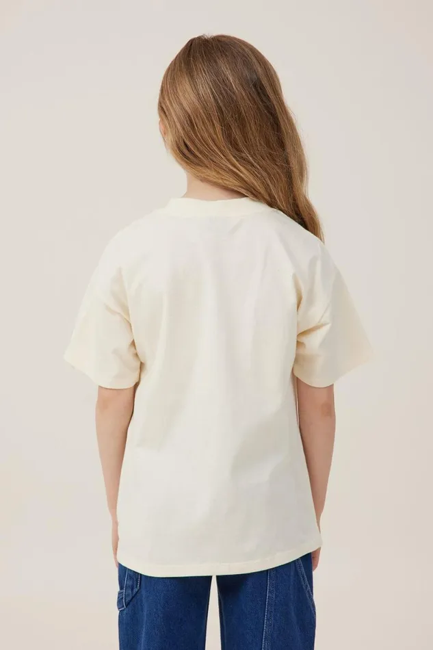 Girls 214 Tops and TShirts Cotton On License Drop Shoulder Short Sleeve Tee Lcn Bra Rolling Stonesdark Vanilla