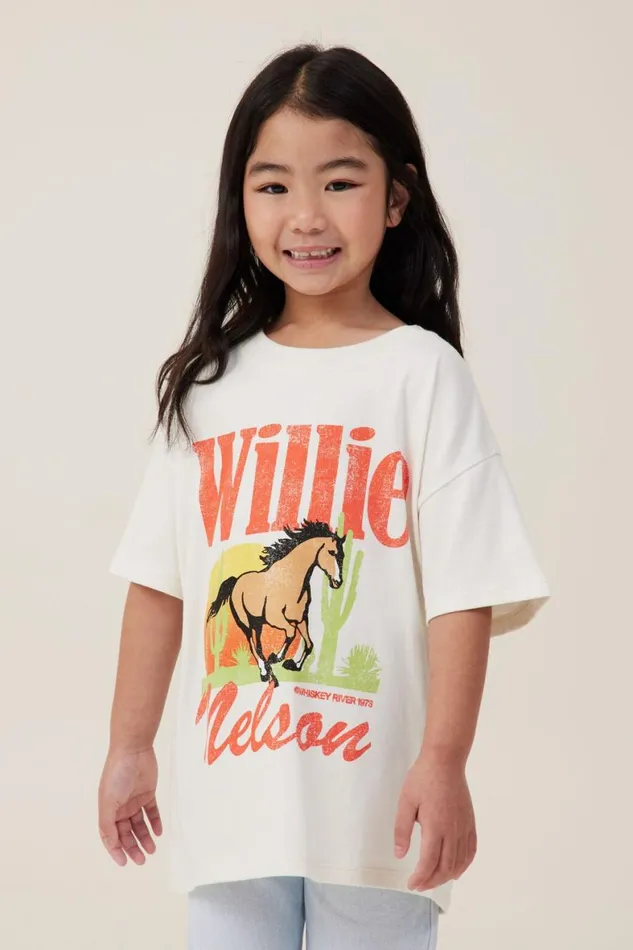 Girls 214 Tops and TShirts Cotton On License Drop Shoulder Short Sleeve Tee Lcn Bra Willie Nelsondark Vanilla Girls 214 Tops and TShirts Cotton On License Drop Shoulder Short Sleeve Tee Lcn Bra Willie Nelsondark Vanilla