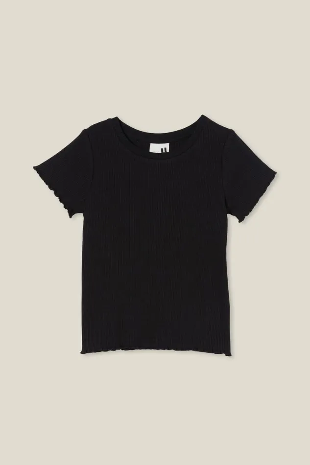 Girls 214 Tops and TShirts Cotton On Raya Rib Baby Tee Black Rib