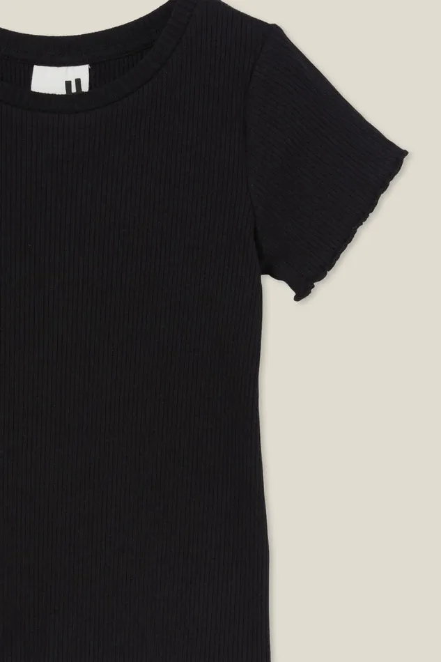 Girls 214 Tops and TShirts Cotton On Raya Rib Baby Tee Black Rib