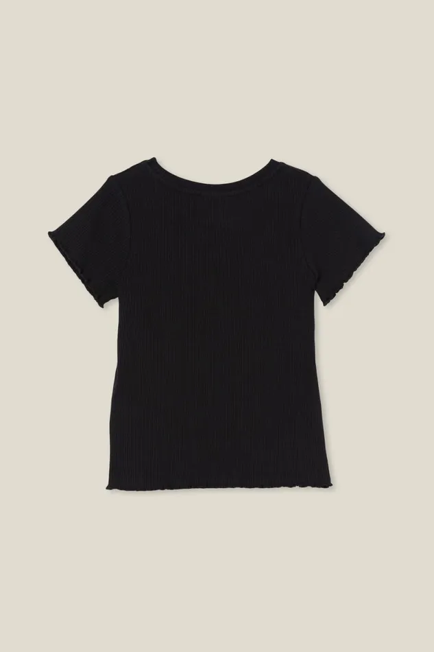Girls 214 Tops and TShirts Cotton On Raya Rib Baby Tee Black Rib