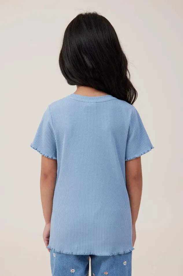 Girls 214 Tops and TShirts Cotton On Raya Rib Baby Tee Dusty Blue Rib