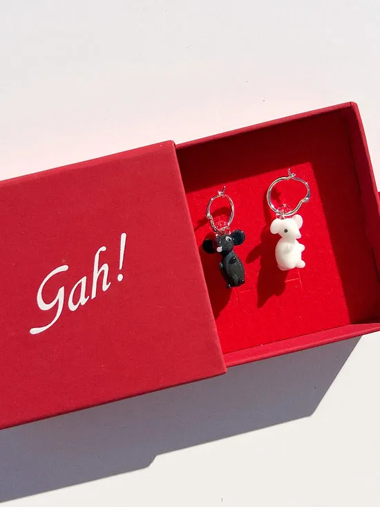 Glass Rat Hoops Black White Women Jewelry Lisa Says Gah