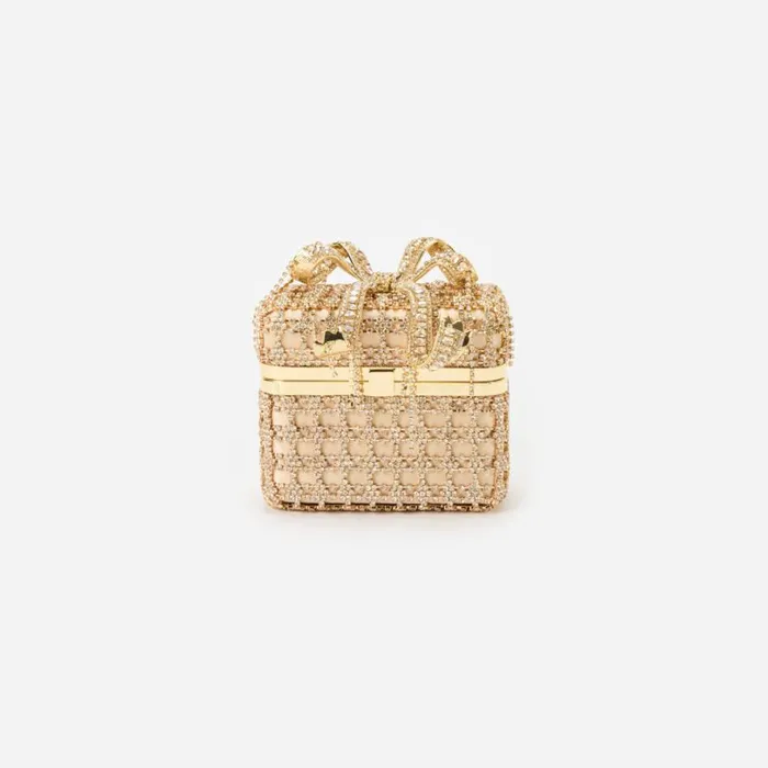 Gold Crystal Vanity Case Women Self Portrait Clutch Bags