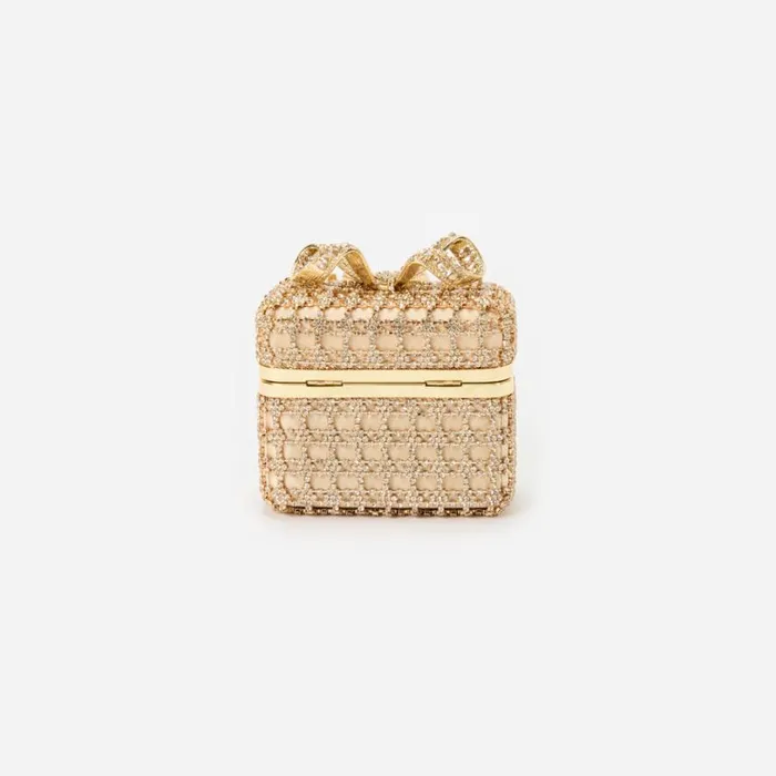 Gold Crystal Vanity Case Women Self Portrait Clutch Bags Gold Crystal Vanity Case Women Self Portrait Clutch Bags