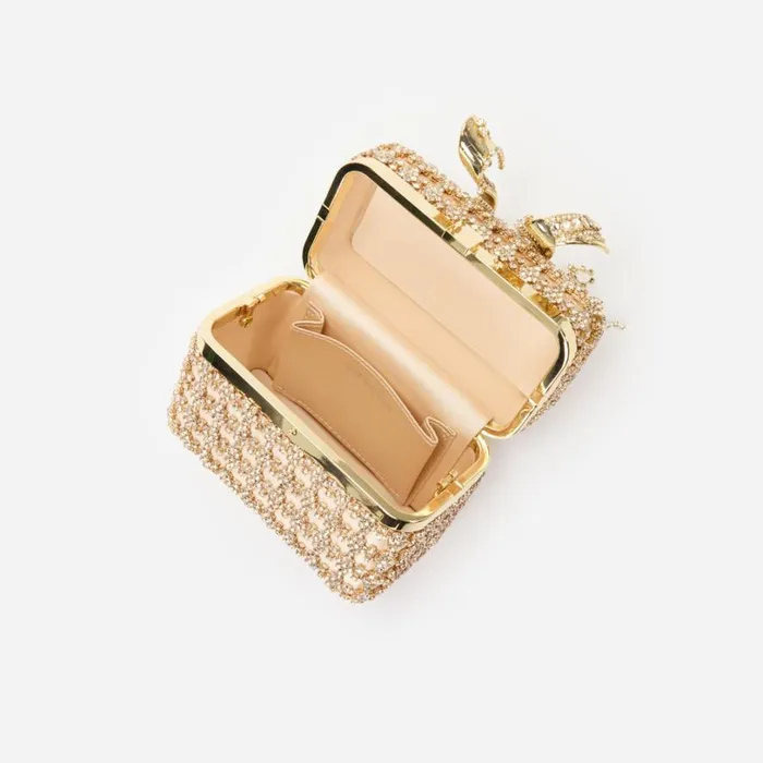 Gold Crystal Vanity Case Women Self Portrait Clutch Bags Gold Crystal Vanity Case Women Self Portrait Clutch Bags