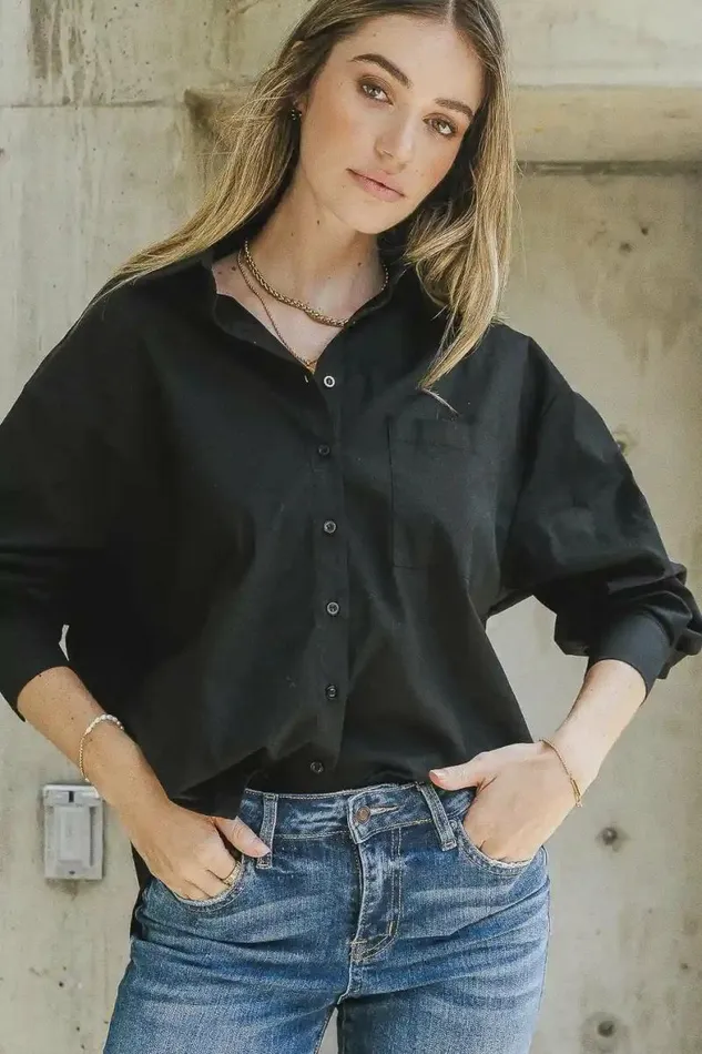 Gracie Button Up In Black 8211 FINAL SALE Black Women Bohme Tops